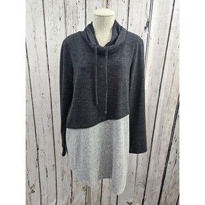 WN Women's L Bar by Melis Kozan Cowl Neck Tunic Length Sweater Sweatshirt EUC